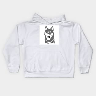Gray and white husky with wall eyes Kids Hoodie